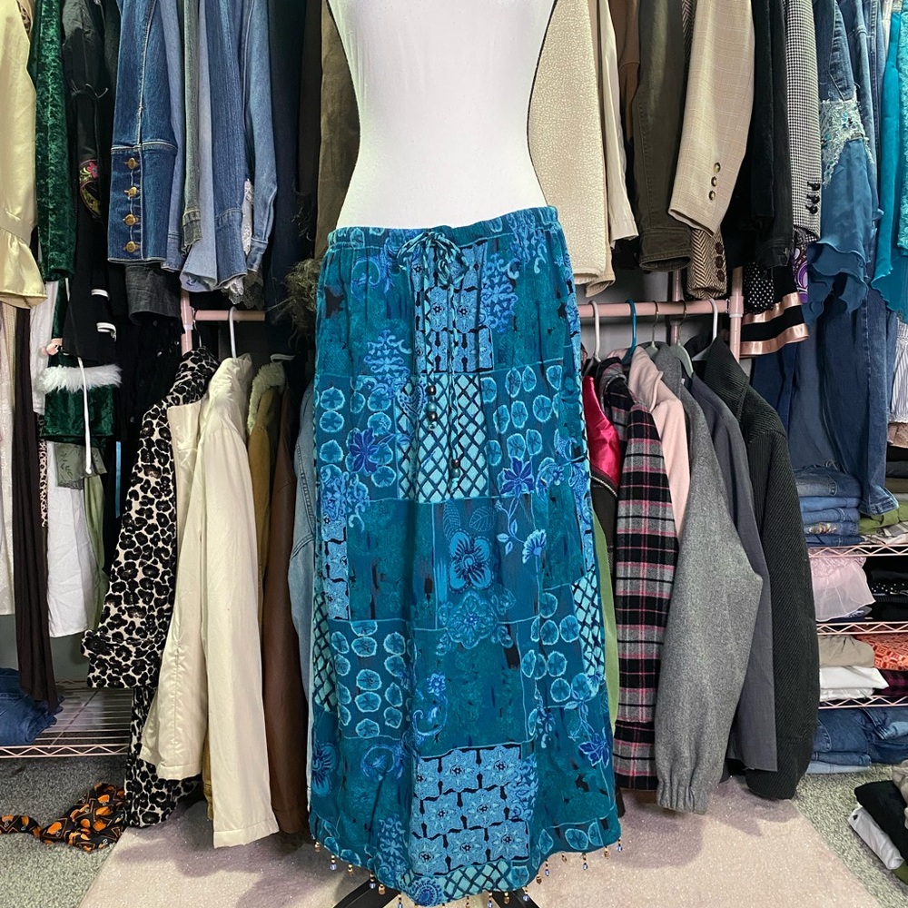 Notations Blue Patchwork Maxi Skirt - image 1